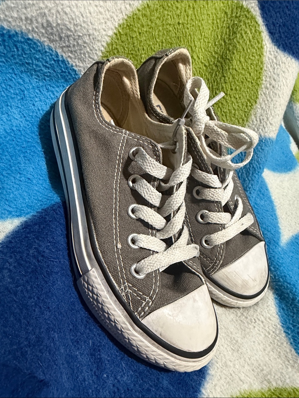 Converse Kids Low-Top Gray Canvas Sneakers with White Accents